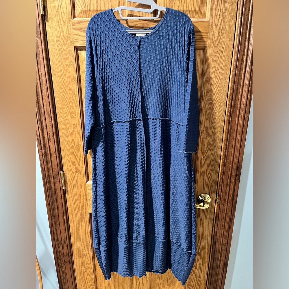 Navy Textured Long Dress